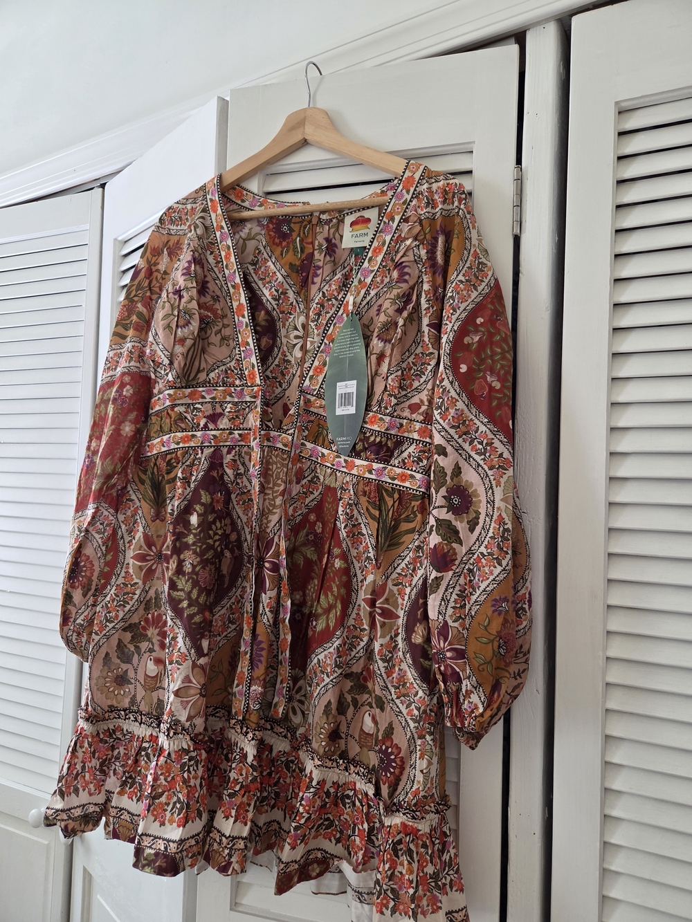 FARM Rio Floral Blouse in Teal, Yellow, Red